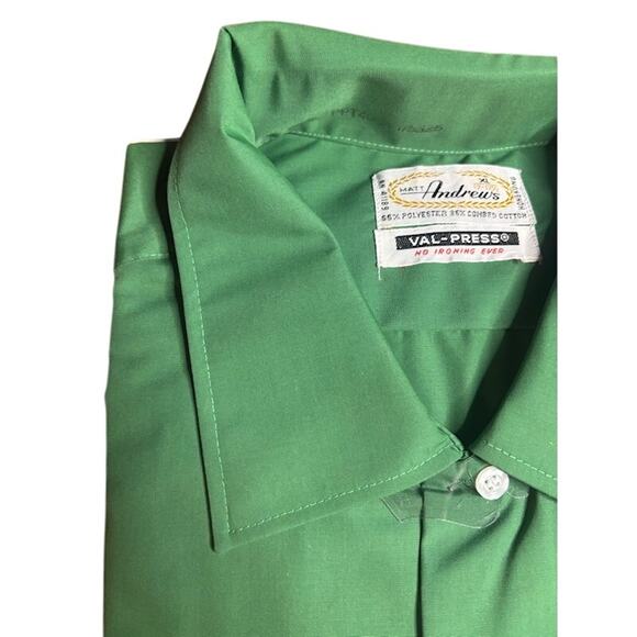 Vintage Matt Andrews 50s 60s Green Button Up Shirt New Old Stock NWT - Picture 5 of 5